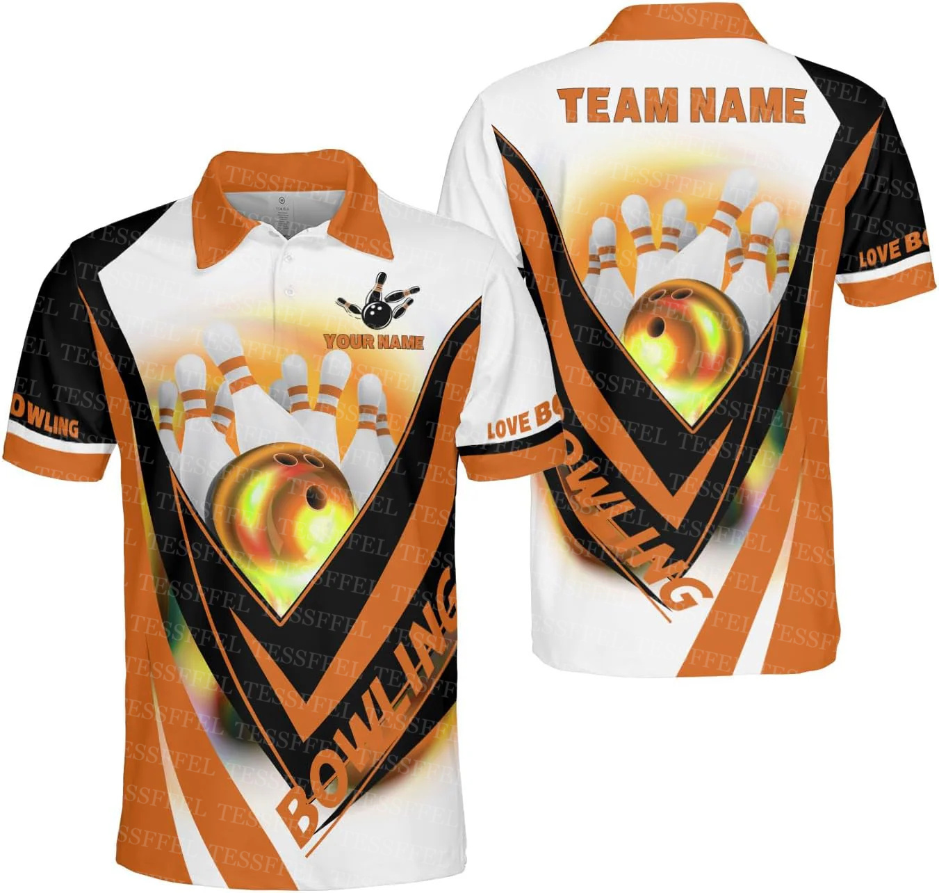 Short Sleeve Bowling Shirt Retro - Custom Name Graffiti Flame Gradient Bowling