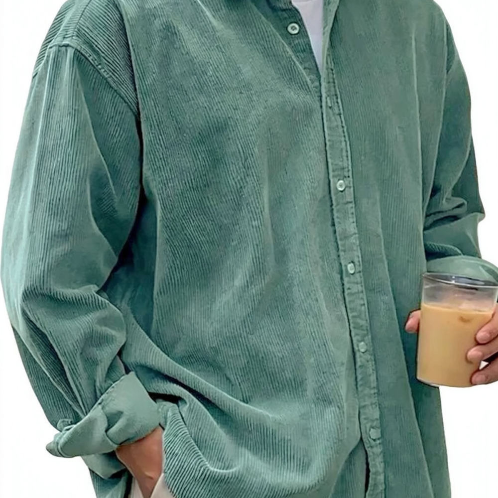 Mens Corduroy Shirts Long Slee - Corduroy Button Up Shirt Men 评论和价格