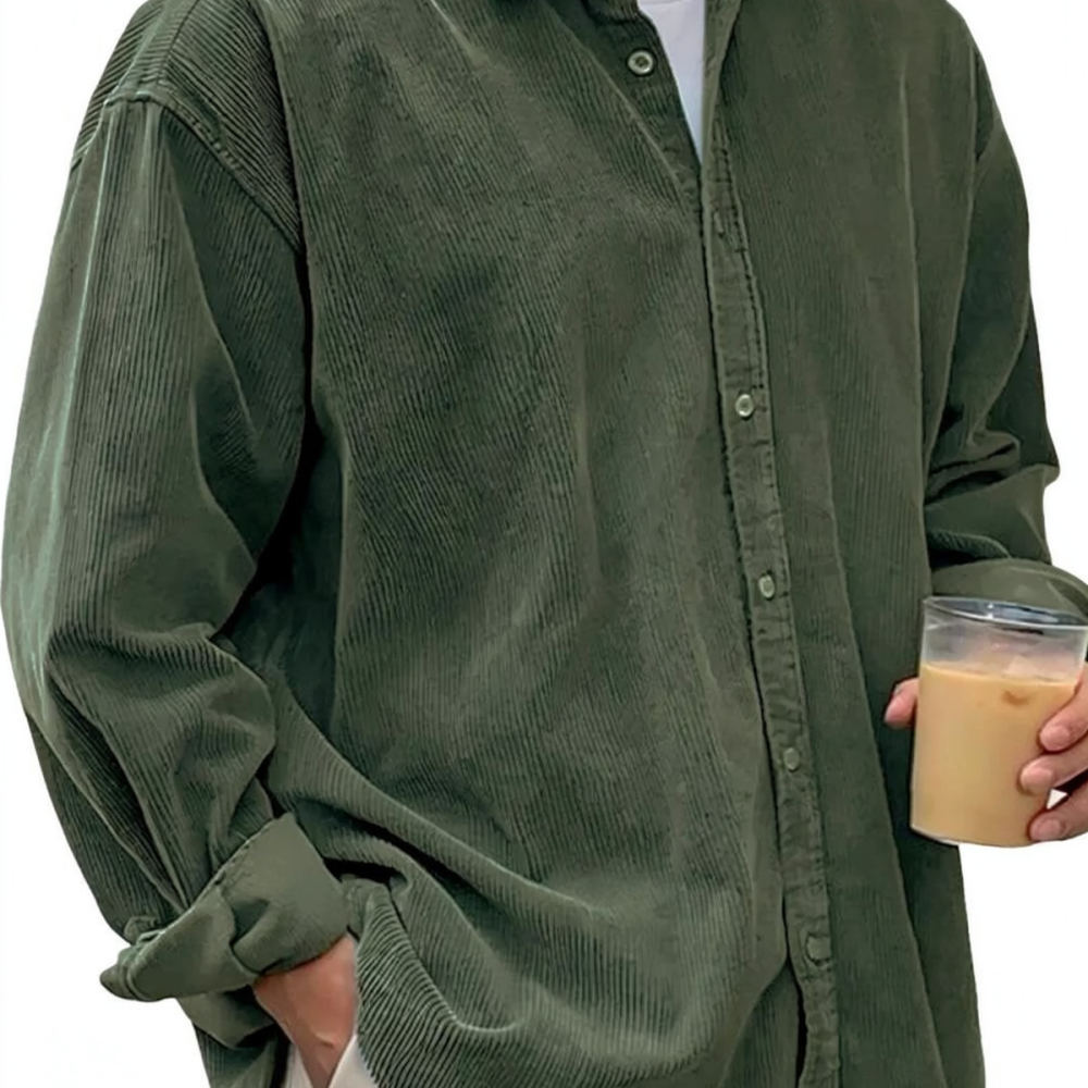 Mens Corduroy Shirts Long Slee - Corduroy Button Up Shirt Men 评论和价格