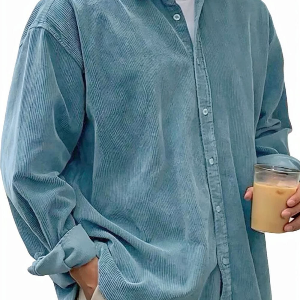 Mens Corduroy Shirts Long Slee - Corduroy Button Up Shirt Men 评论和价格