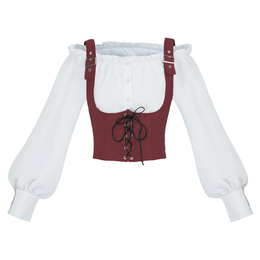 Retro Western Style Women Blou - Shirts 评论和价格